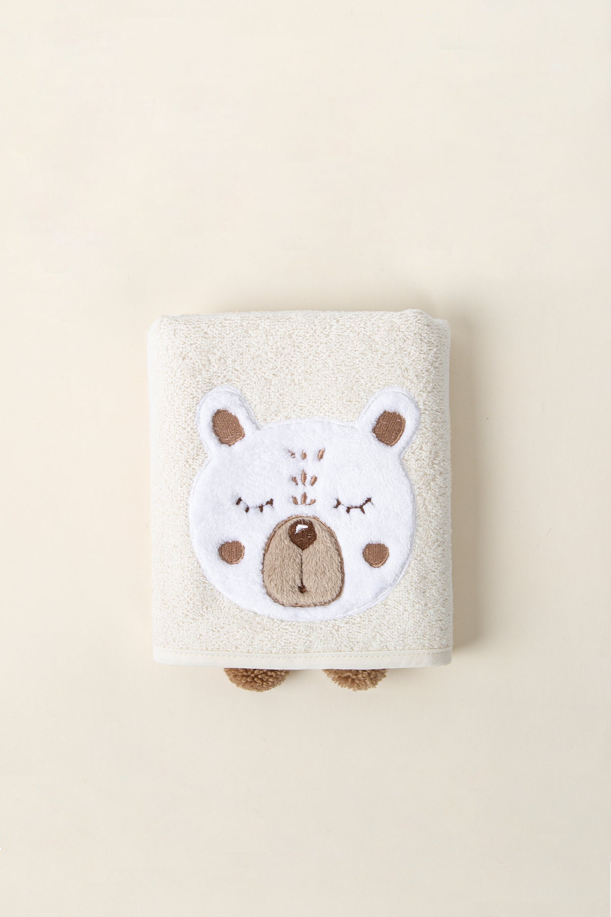 Teddy 2-Piece Organic Newborn Gift Set Cream | Towel, Bib