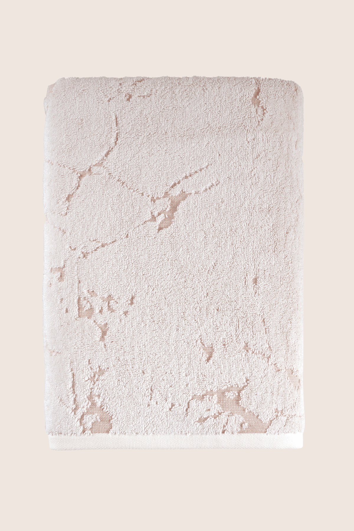 Marble %100 Pamuk Jakarlı Banyo Havlusu 70x140 cm Krem