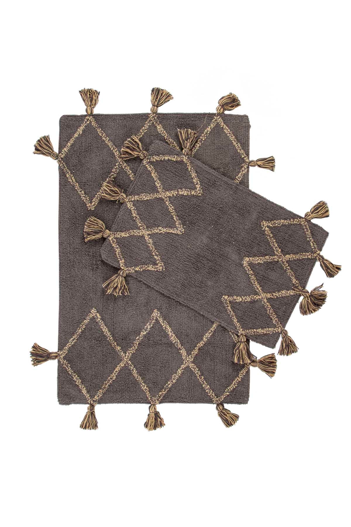 Agnes 2 Piece Bath Mat Set 100% Cotton 40x60 + 60x90 Gray