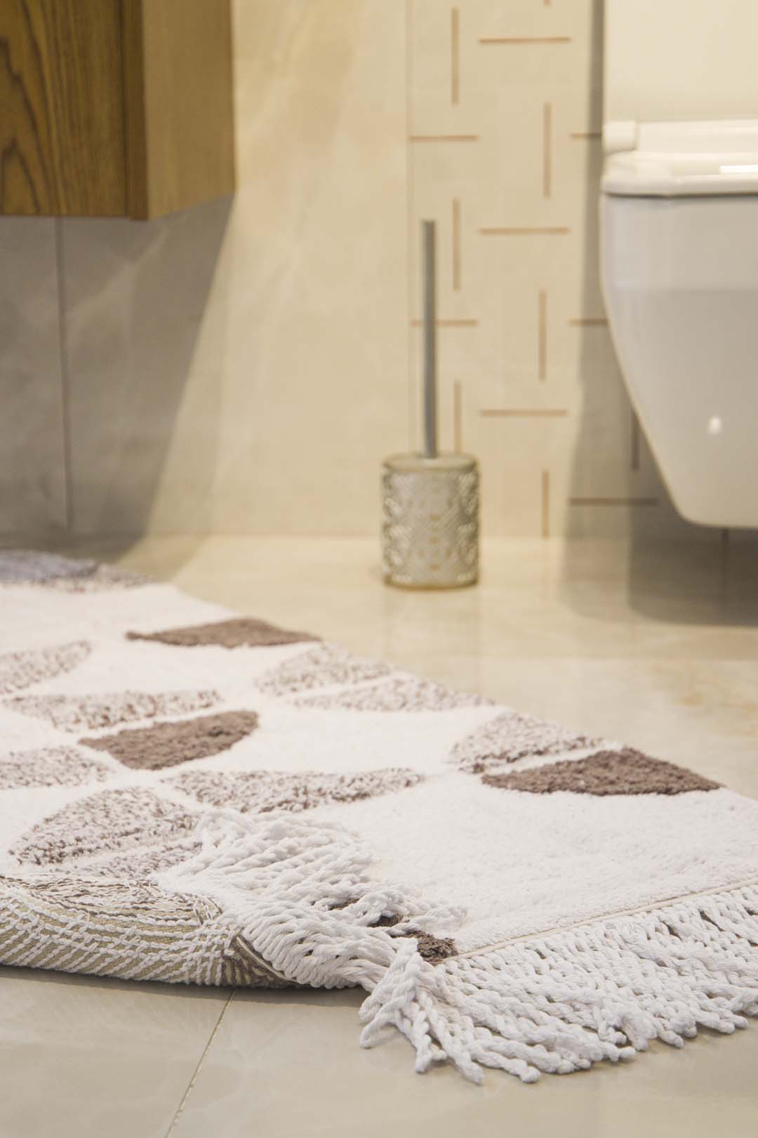Brook Tekli Banyo Paspası %100 Pamuk 70x110 Ekru