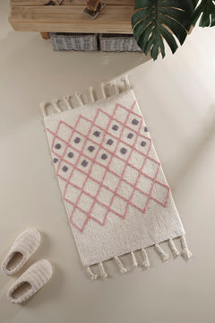 Neveda Tekli Banyo Paspası %100 Pamuk 60x90 Pembe