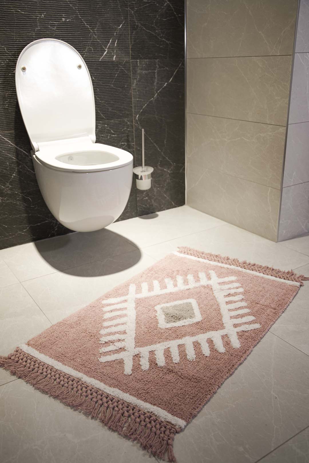 Nell Tekli Banyo Paspası %100 Pamuk 60x90 Pembe