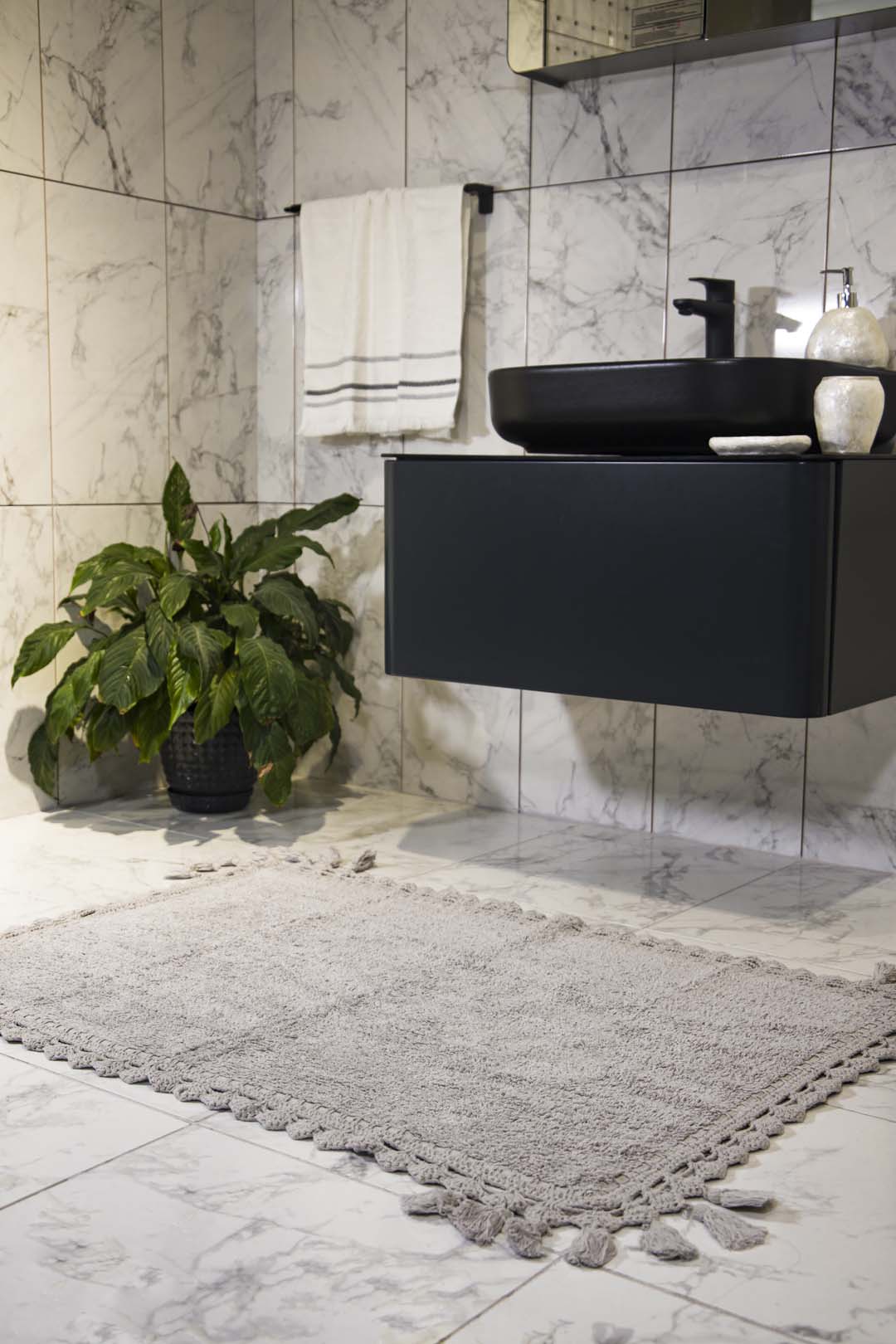 Lorna 2’li Takım Banyo Paspası %100 Pamuk 40x60 + 60x90 Gri