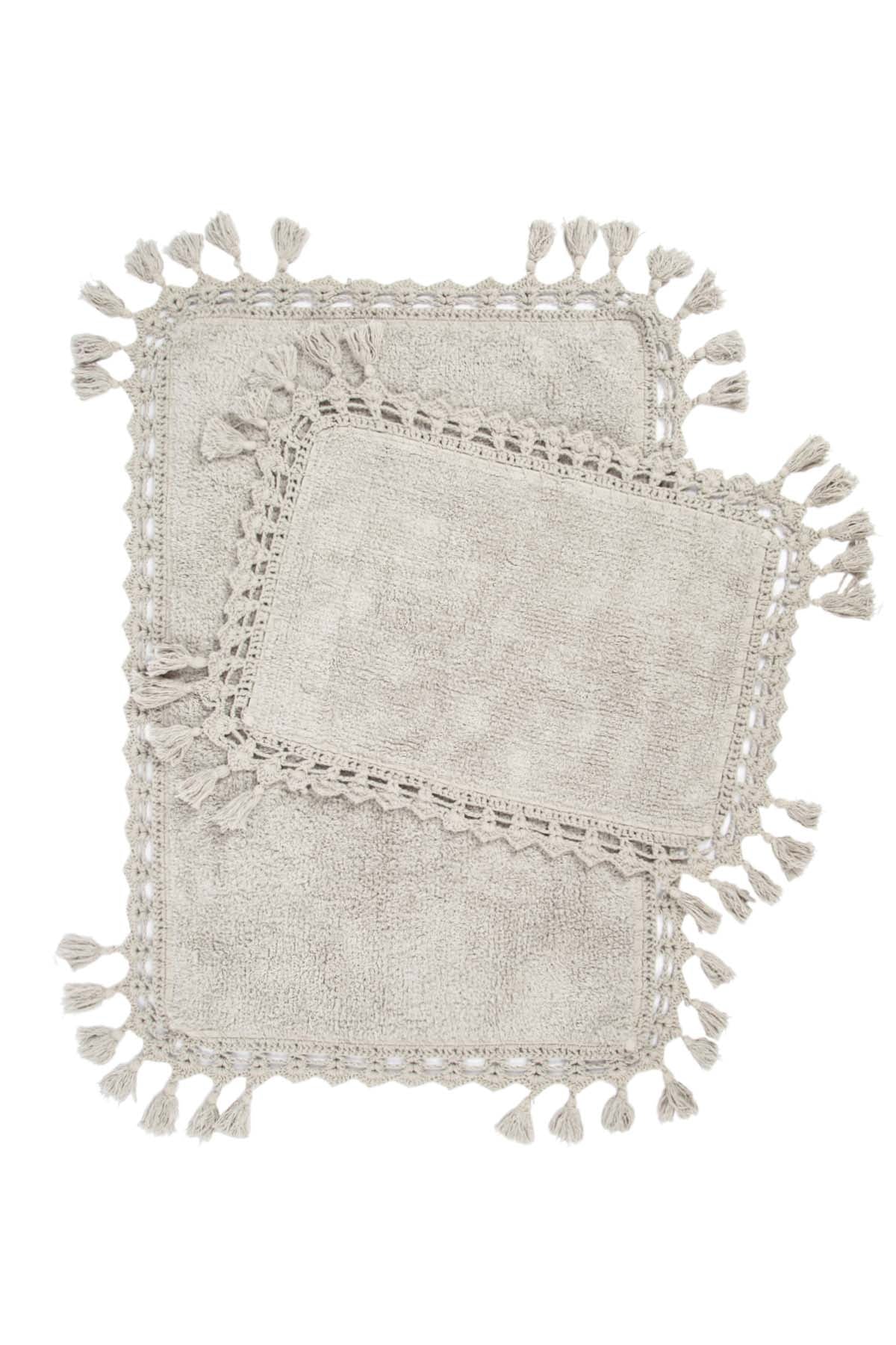 Lorna 2’li Takım Banyo Paspası %100 Pamuk 40x60 + 60x90 Gri