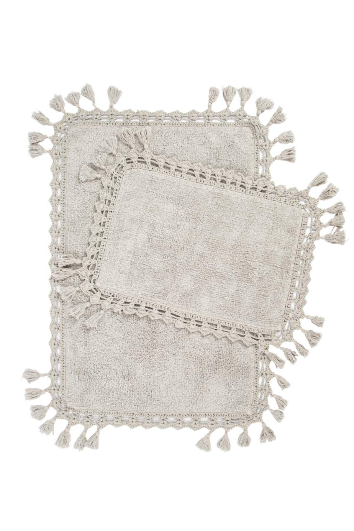 Lorna 2 Piece Bath Mat Set 100% Cotton 40x60 + 60x90 Gray