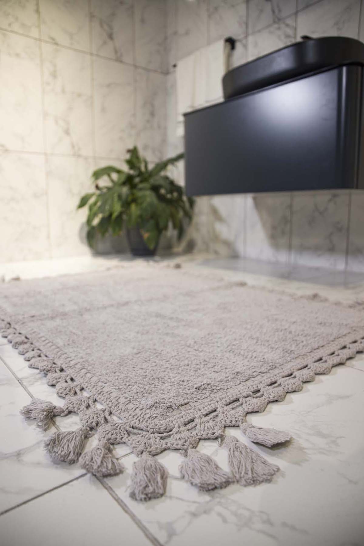 Lorna 2’li Takım Banyo Paspası %100 Pamuk 40x60 + 60x90 Gri