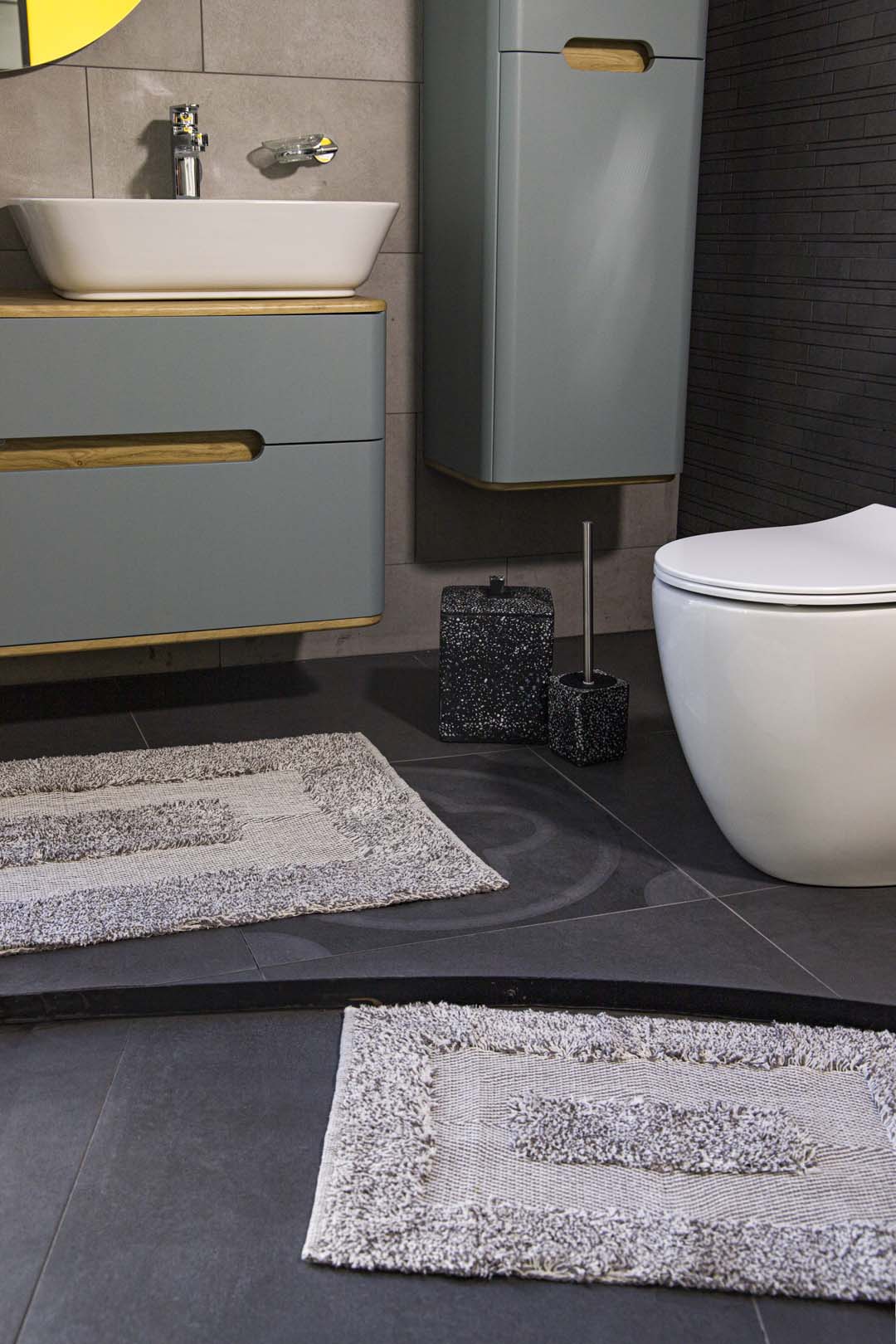 Vivian 2’li Takım Banyo Paspası %100 Pamuk 40x60 + 60x90 Gri