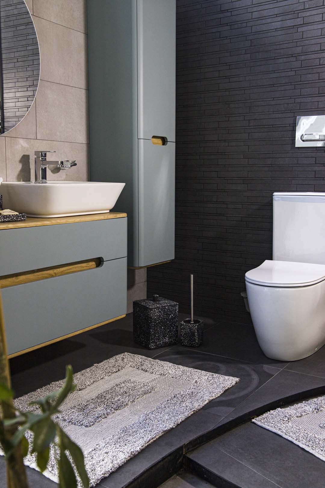 Vivian 2 Piece Bath Mat Set 100% Cotton 40x60 + 60x90 Gray