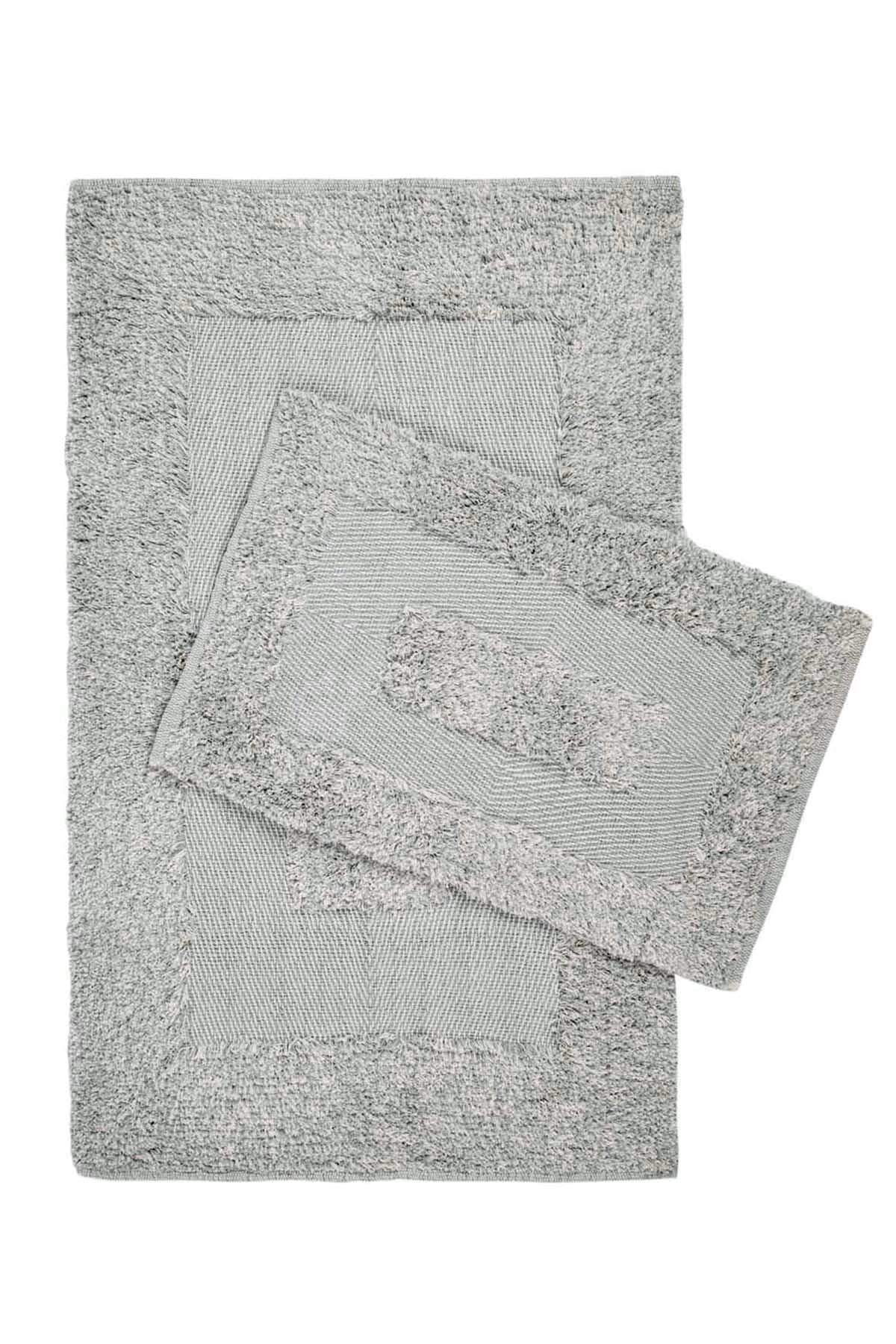 Vivian 2’li Takım Banyo Paspası %100 Pamuk 40x60 + 60x90 Gri
