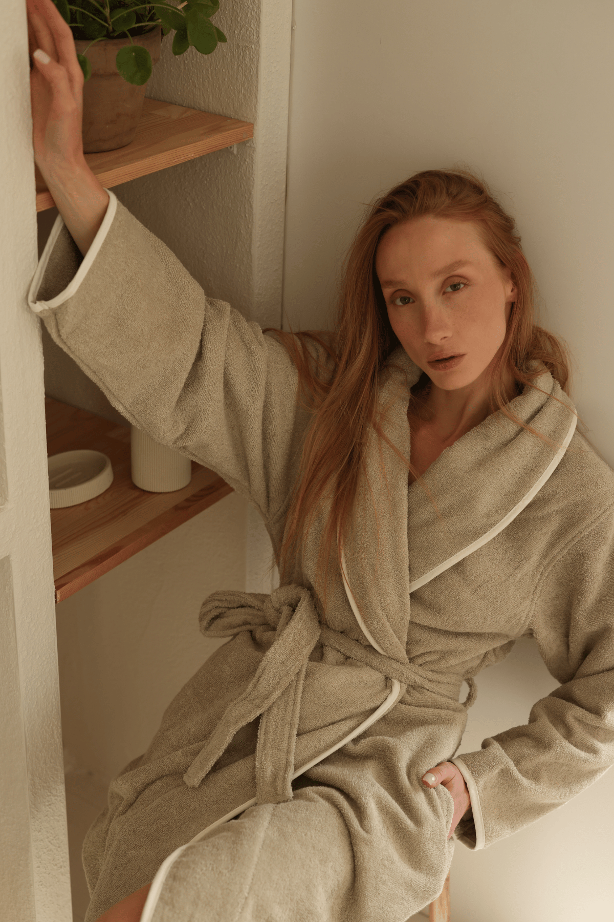 Allesi %100 Pamuk Kadın Bornoz Mint