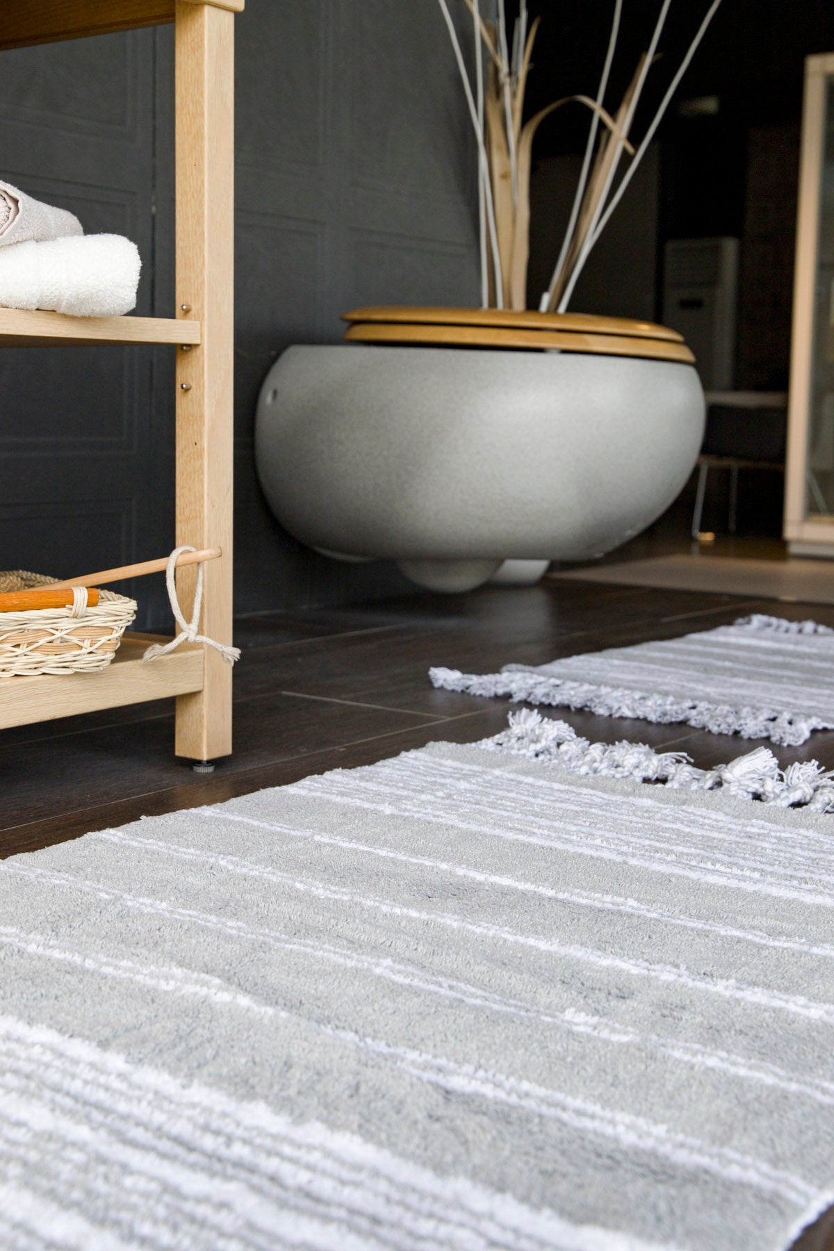 Martil 2 Piece Bath Mat Set 100% Cotton 40x60 + 60x90 Gray