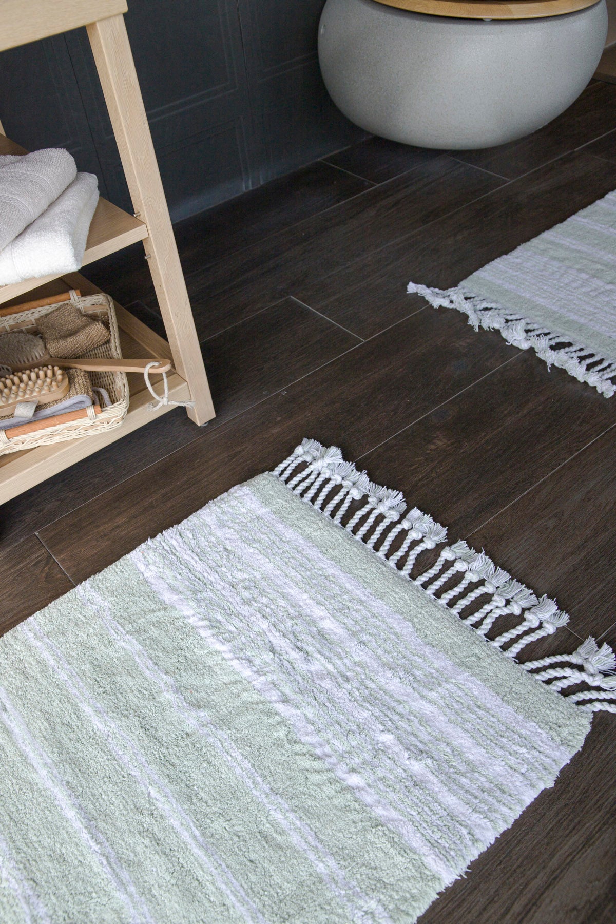 Martil 2 Piece Bath Mat Set 100% Cotton 40x60 + 60x90 Green