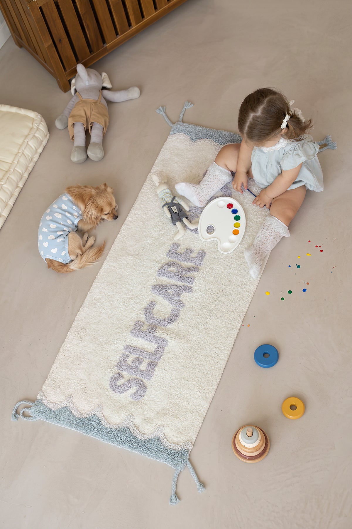 Selfcare Club Tekli %100 Pamuk Pamuk Banyo Paspası 50x120 Cm Pure Mavi/Lila