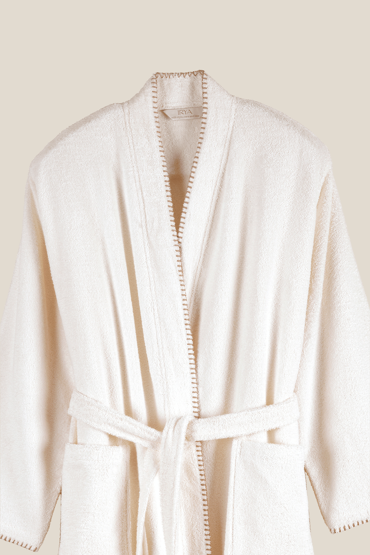 Shadow %100 Pamuk Kadın Bornoz Ekru