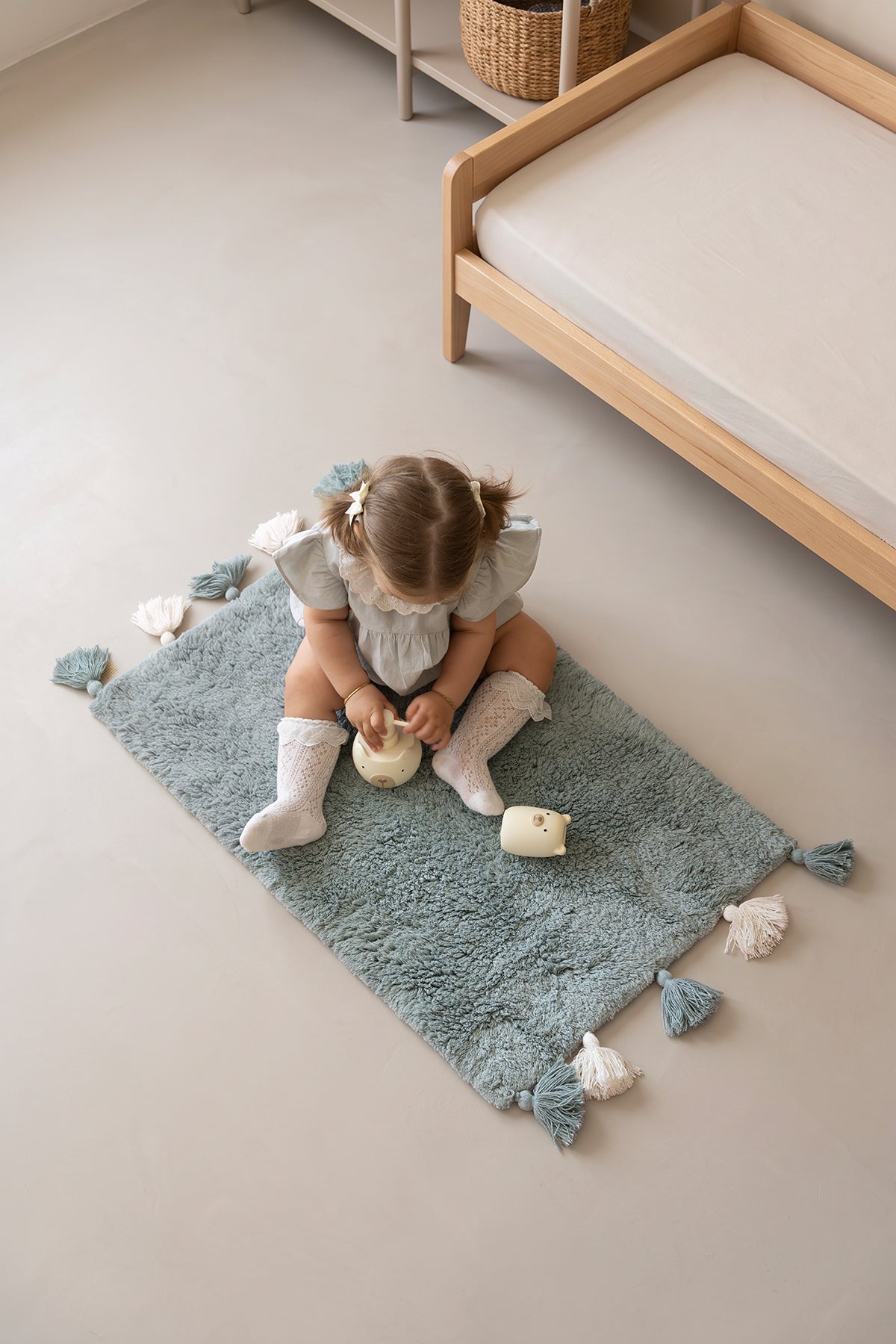 Loli Tekli %100 Pamuk Banyo Paspası 50x80 Cm Pudra Mavi