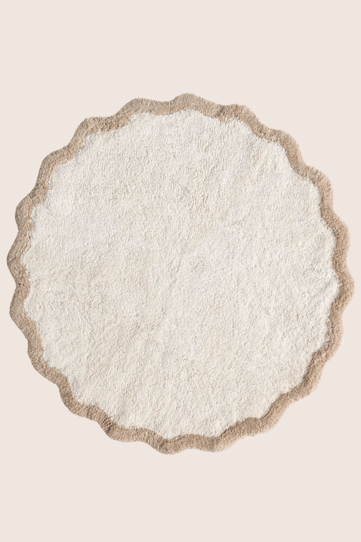Scallop Yuvarlak Bambu Banyo Paspası 120x120 Cm Bej