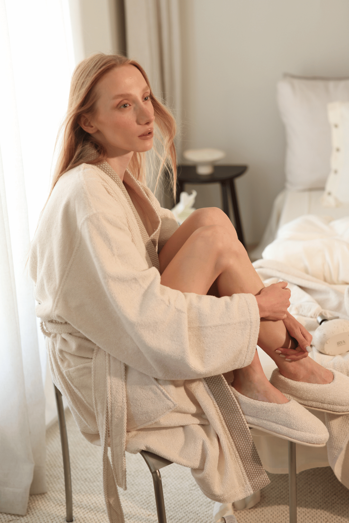 Travertine %100 Pamuk Unisex Havlu Terlik Açık Bej