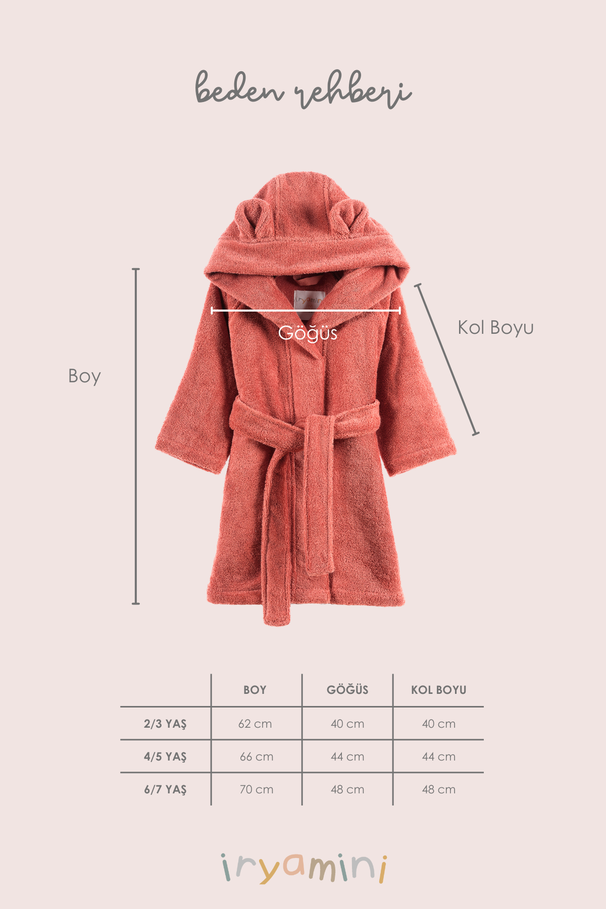 Tiny Bear Organic Cotton Kids Bathrobe Tile