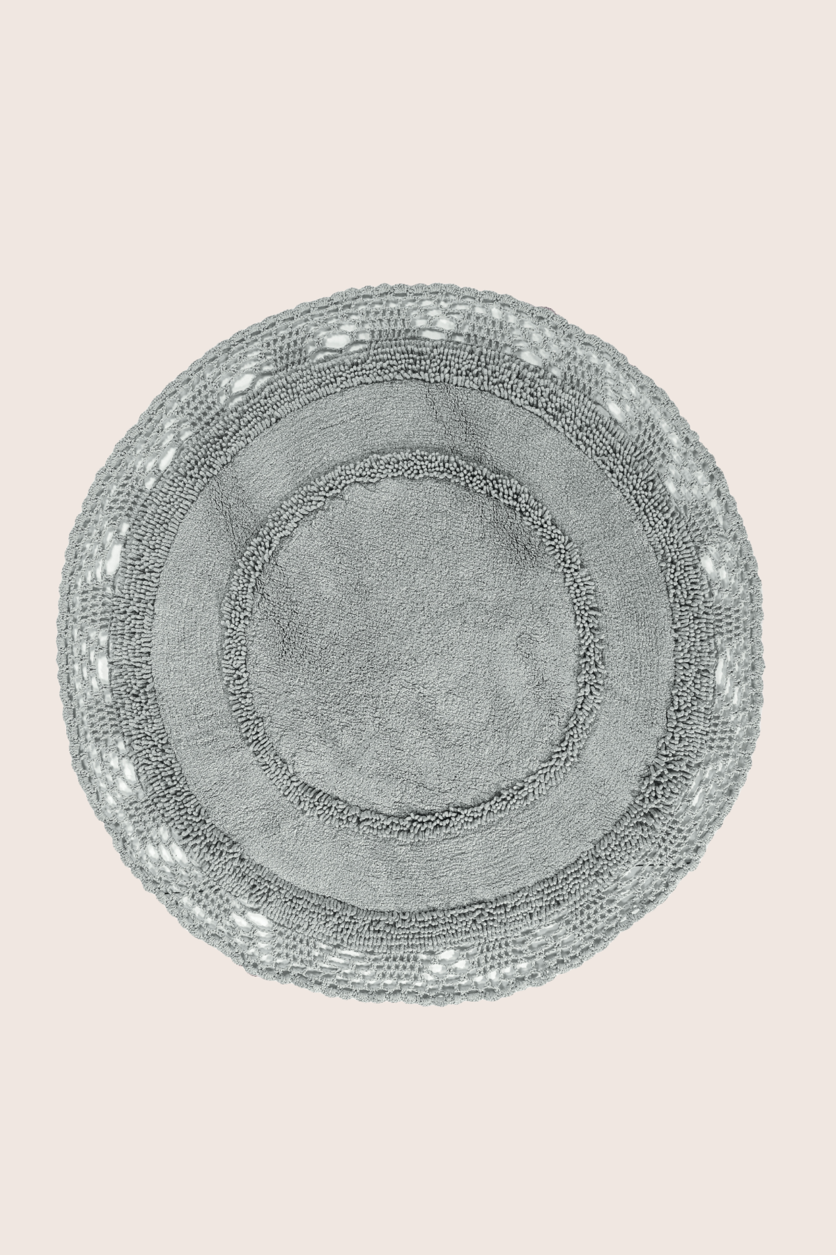 Moon Yuvarlak %100 Pamuk Banyo Paspası 120x120 Cm Bulut Gri