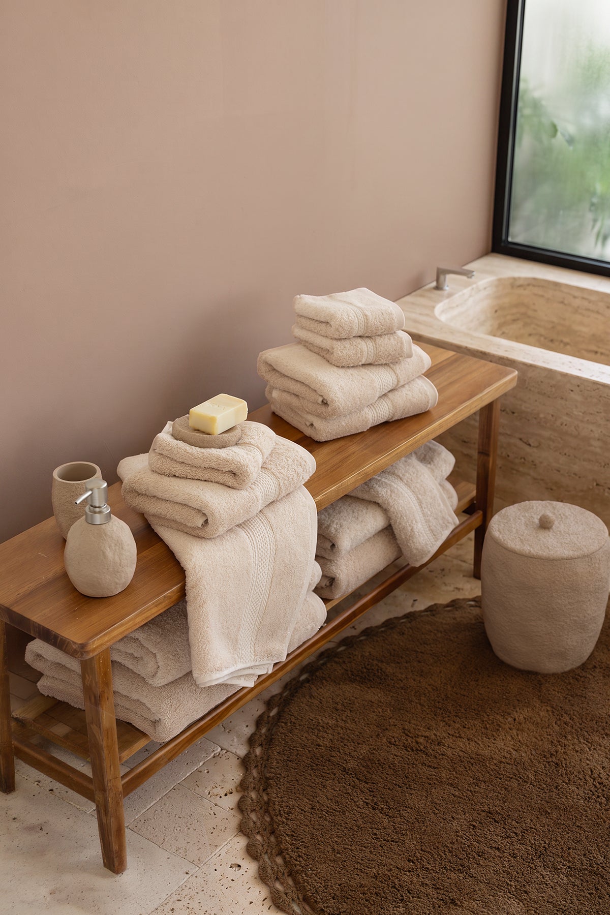 Mısır %100 Mısır Pamuğu Havlu Seti Oyster Beige