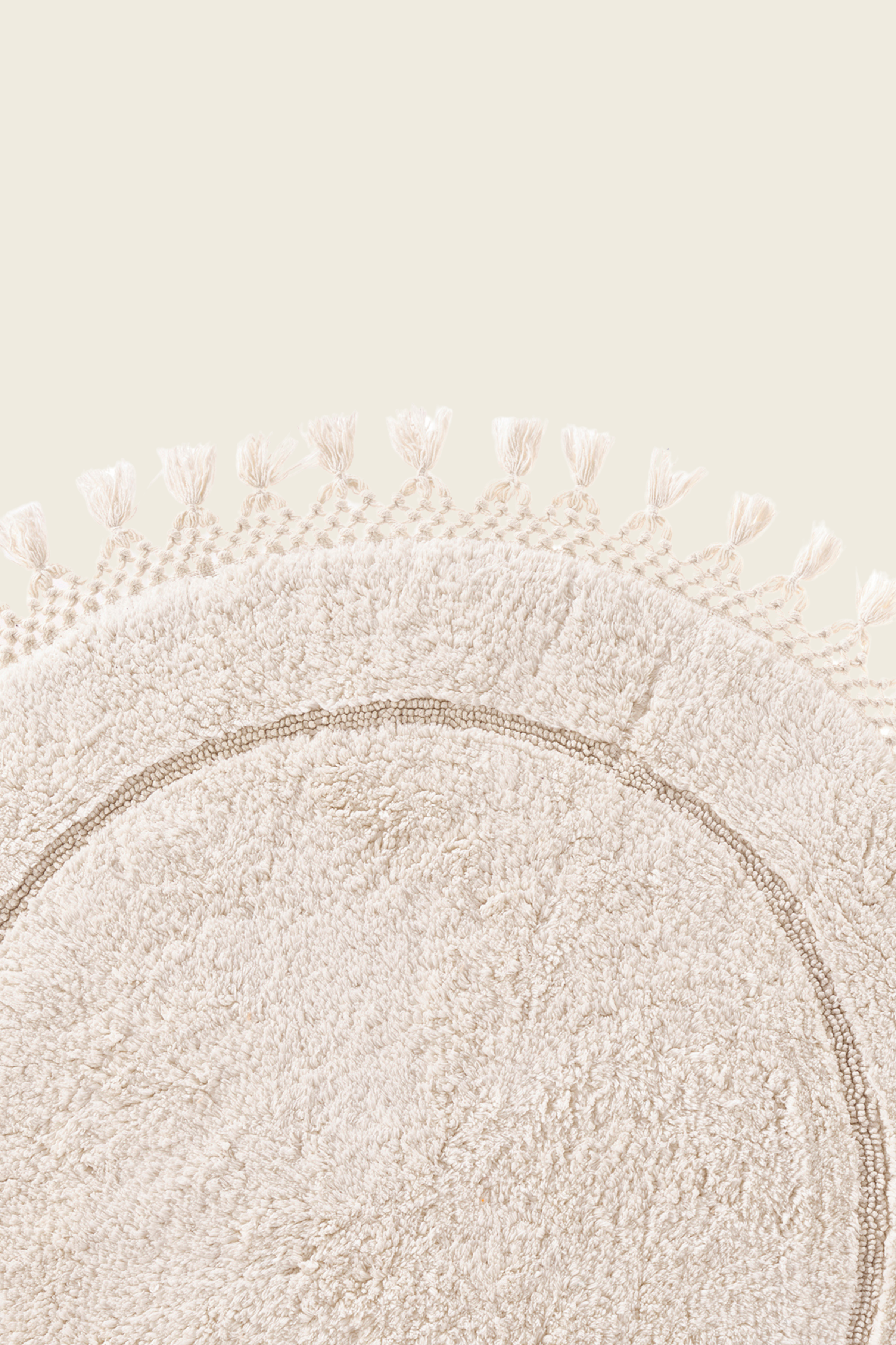 Nora Yuvarlak Banyo Paspası %100 Pamuk 90x90 Ekru