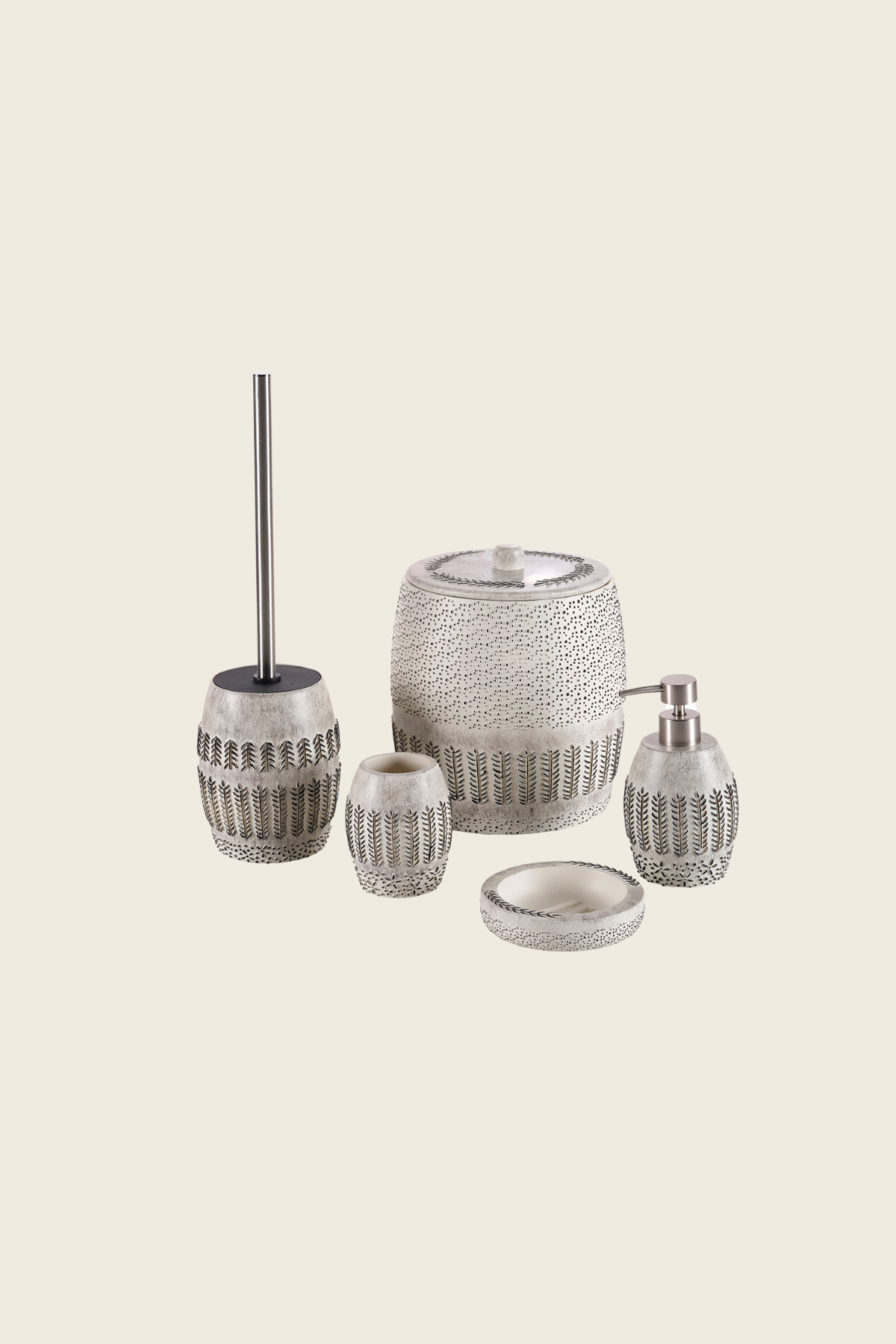 Allesi 5 Piece Bathroom Set Gray