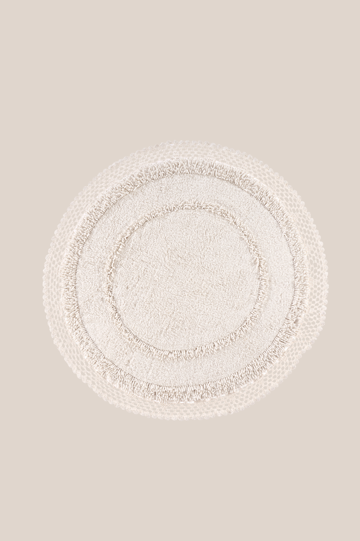 Moon Yuvarlak Banyo Paspası %100 Pamuk 115x115 Ekru