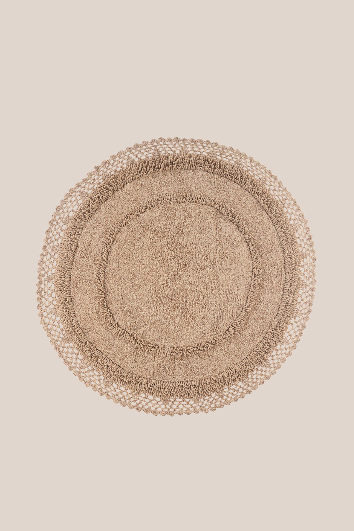 Moon Yuvarlak Banyo Paspası %100 Pamuk 120x120 Mocha