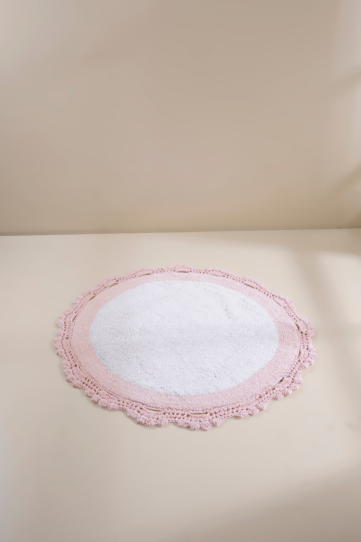 Doreen Yuvarlak Banyo Paspası %100 Pamuk 90x90 Pembe