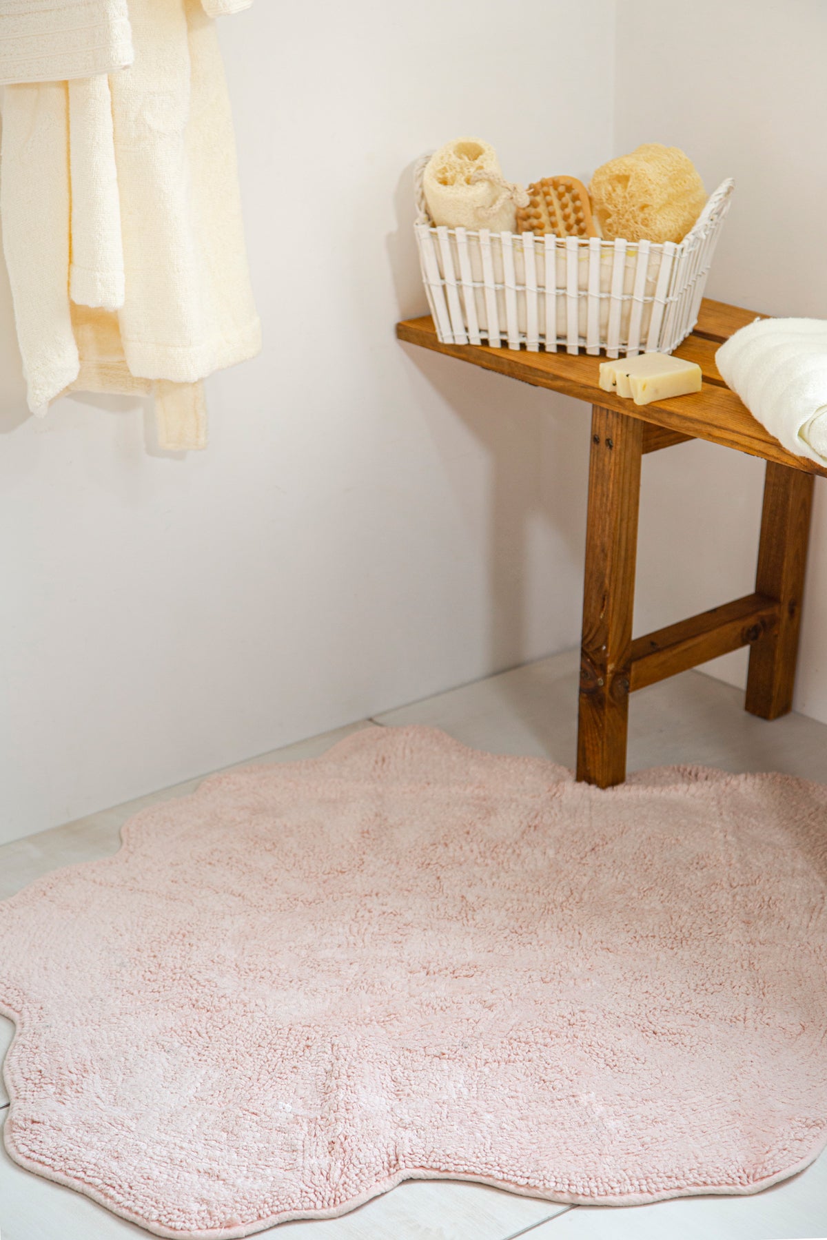 Rosalinda Tekli Banyo Paspası %100 Pamuk 90x90 Pembe