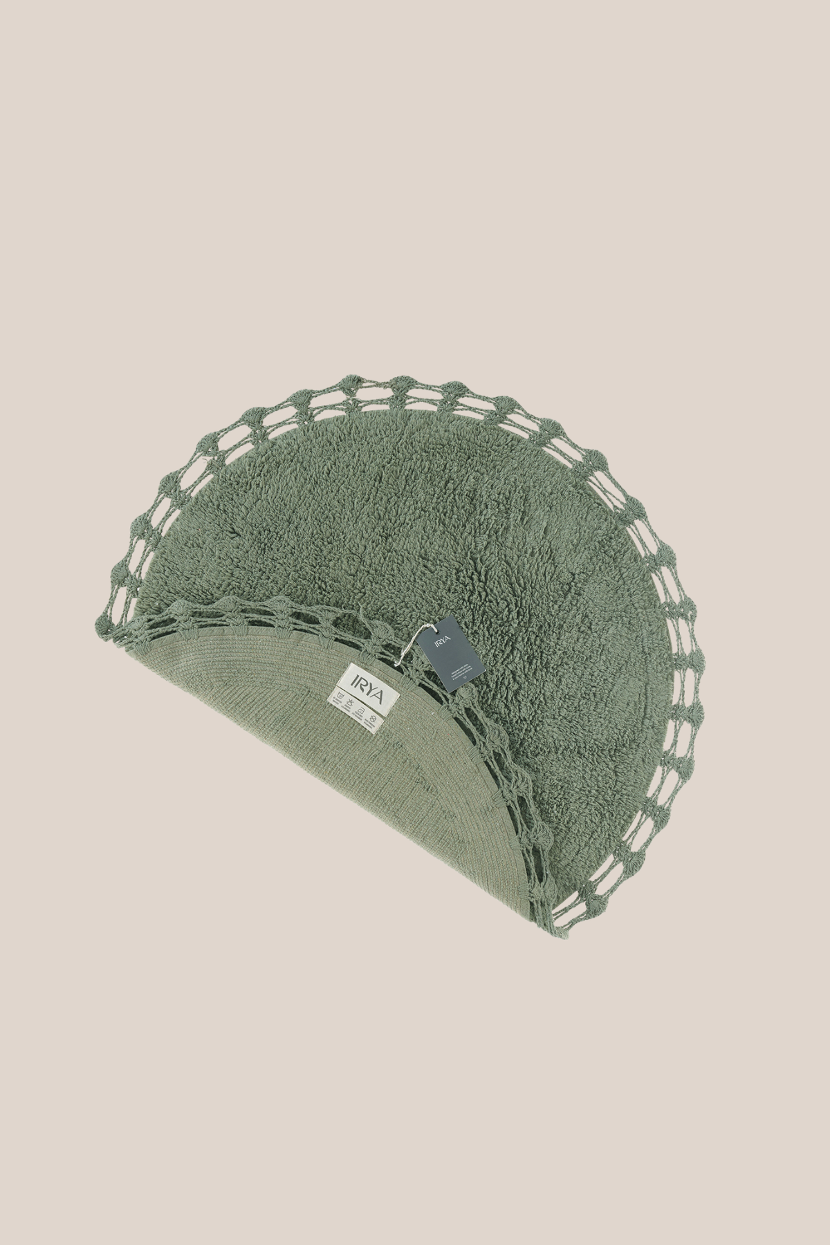 Luna Yuvarlak Banyo Paspası %100 Pamuk 90x90 Haki