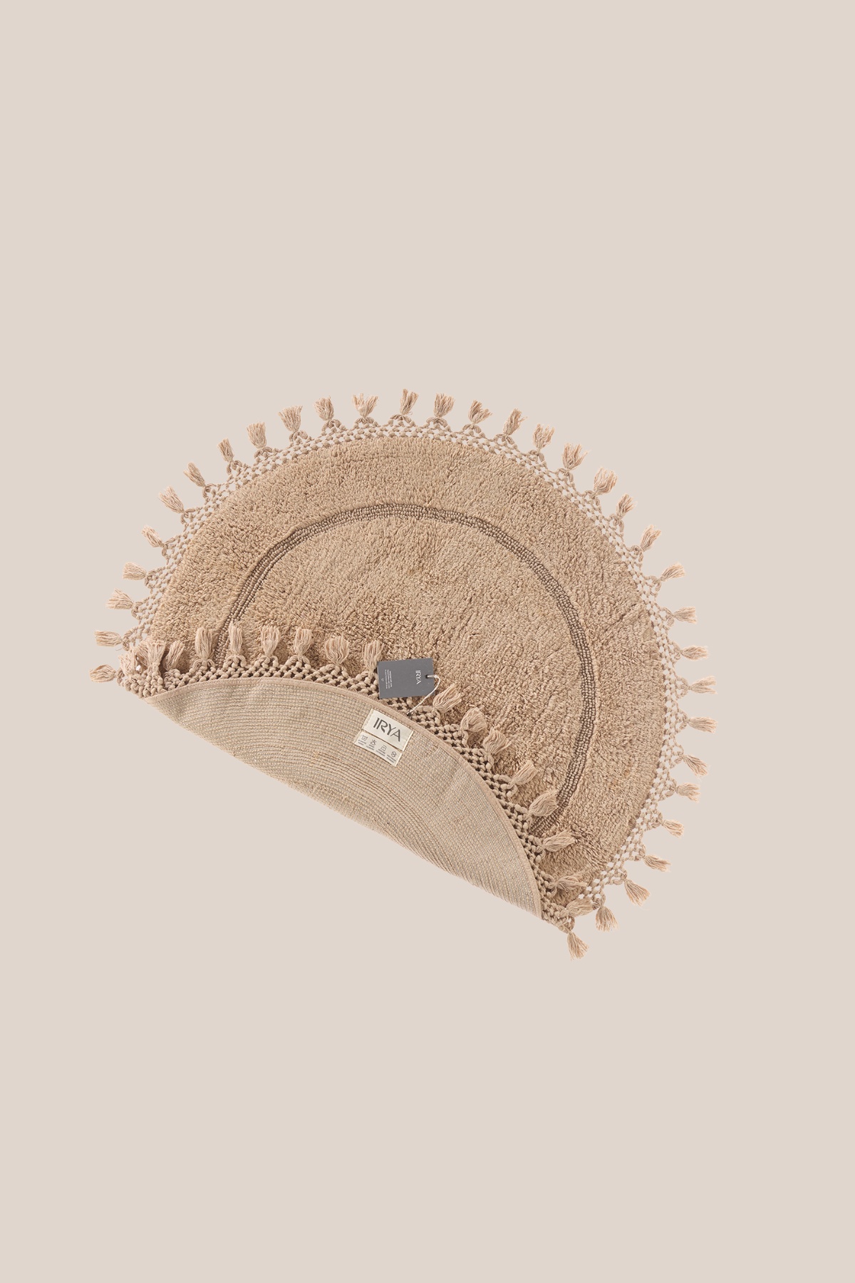 Nora Yuvarlak Banyo Paspası %100 Pamuk 90x90 Bej