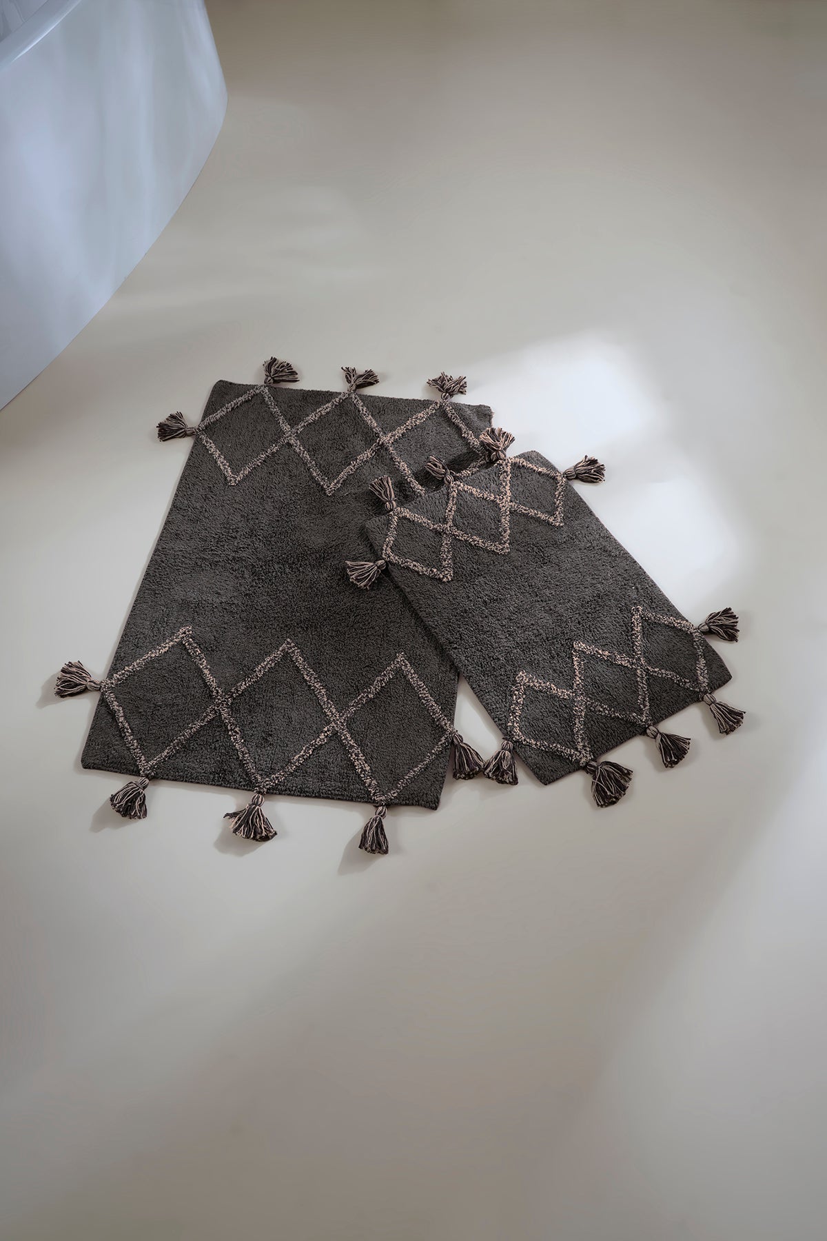 Agnes 2’li Takım Banyo Paspası %100 Pamuk 40x60 + 60x90 Gri