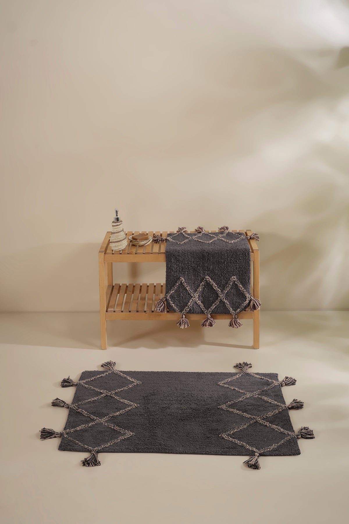 Agnes 2 Piece Bath Mat Set 100% Cotton 40x60 + 60x90 Gray