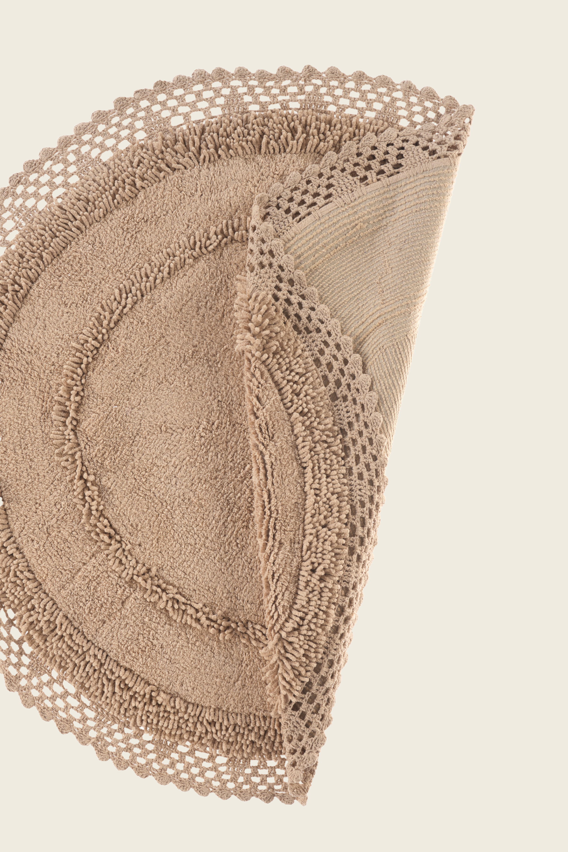 Moon Yuvarlak Banyo Paspası %100 Pamuk 120x120 Mocha