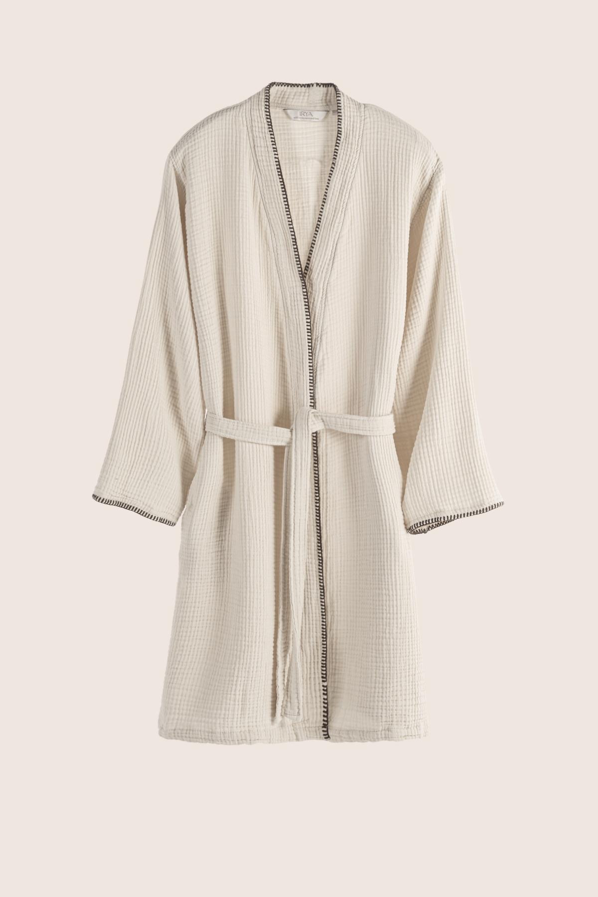 Loom 4-Layer Muslin Shepherd Stitch Men's Bathrobe Sand Beige
