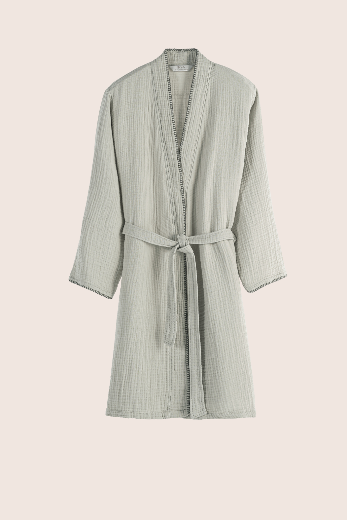 Loom 4 Katlı Müslin Çoban Dikişli Erkek Bornoz Adaçayı