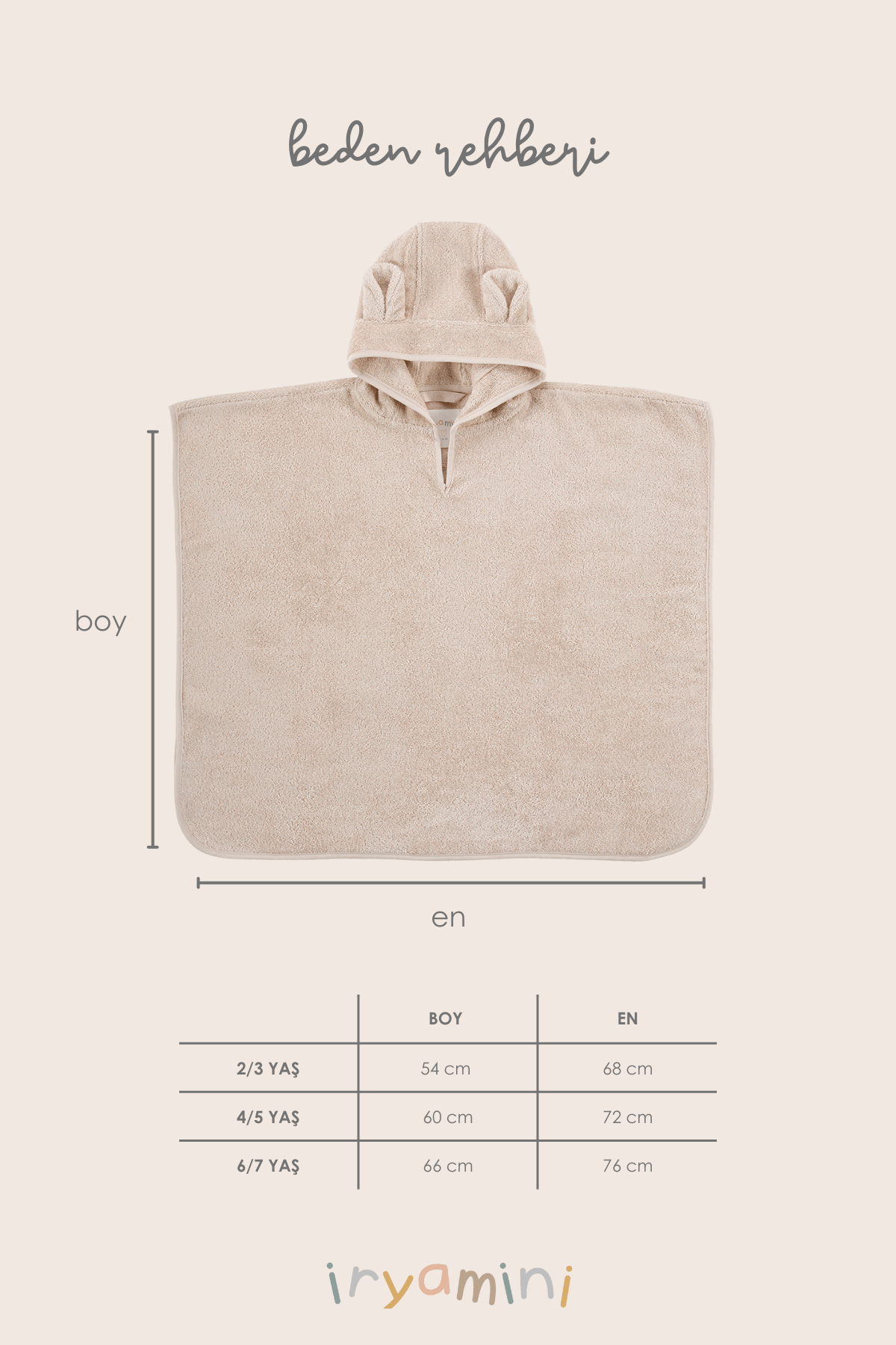Tiny Bear Organic Cotton Kids Poncho Beige