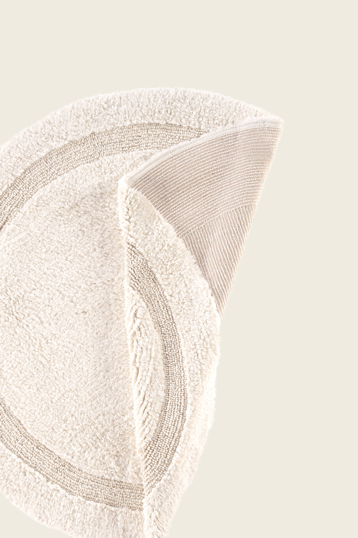 Puffed Round Bath Mat 100% Cotton 100x100 Ecru
