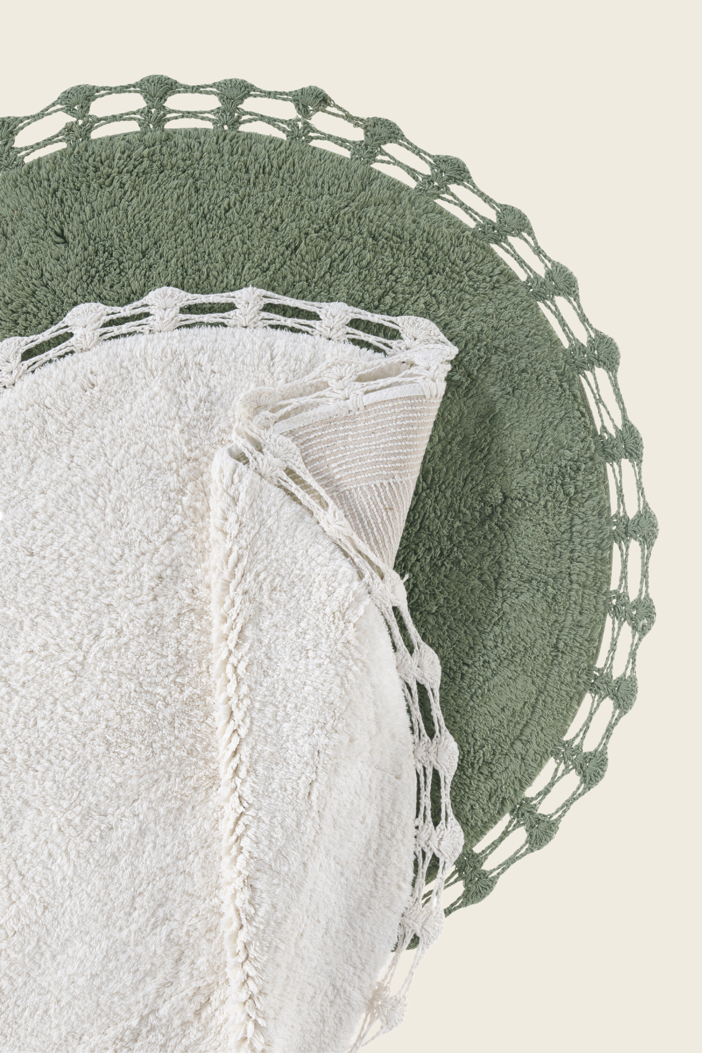 Luna Yuvarlak Banyo Paspası %100 Pamuk 90x90 Haki