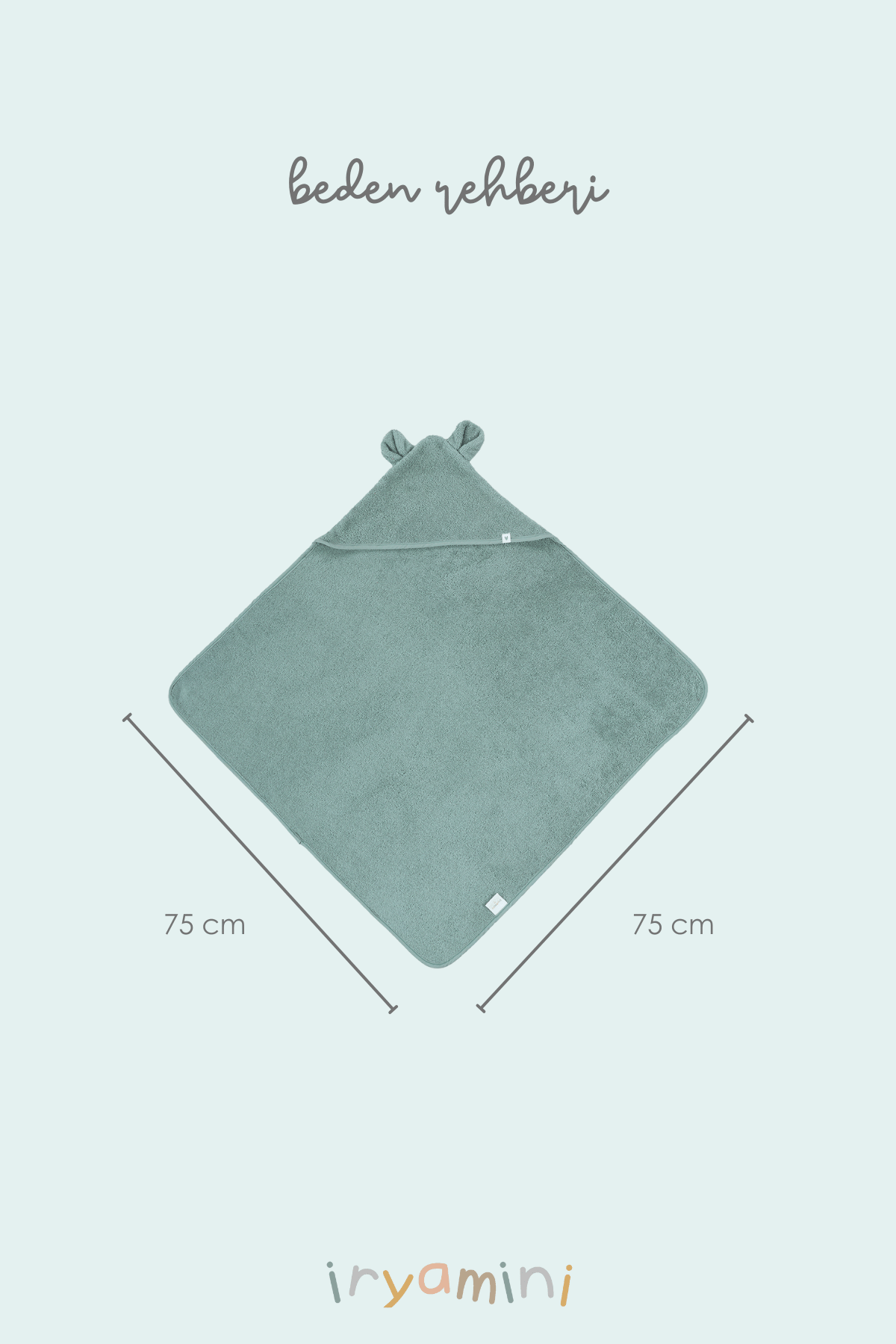 Tiny Bear Organic Cotton Baby Swaddle Mint 75x75