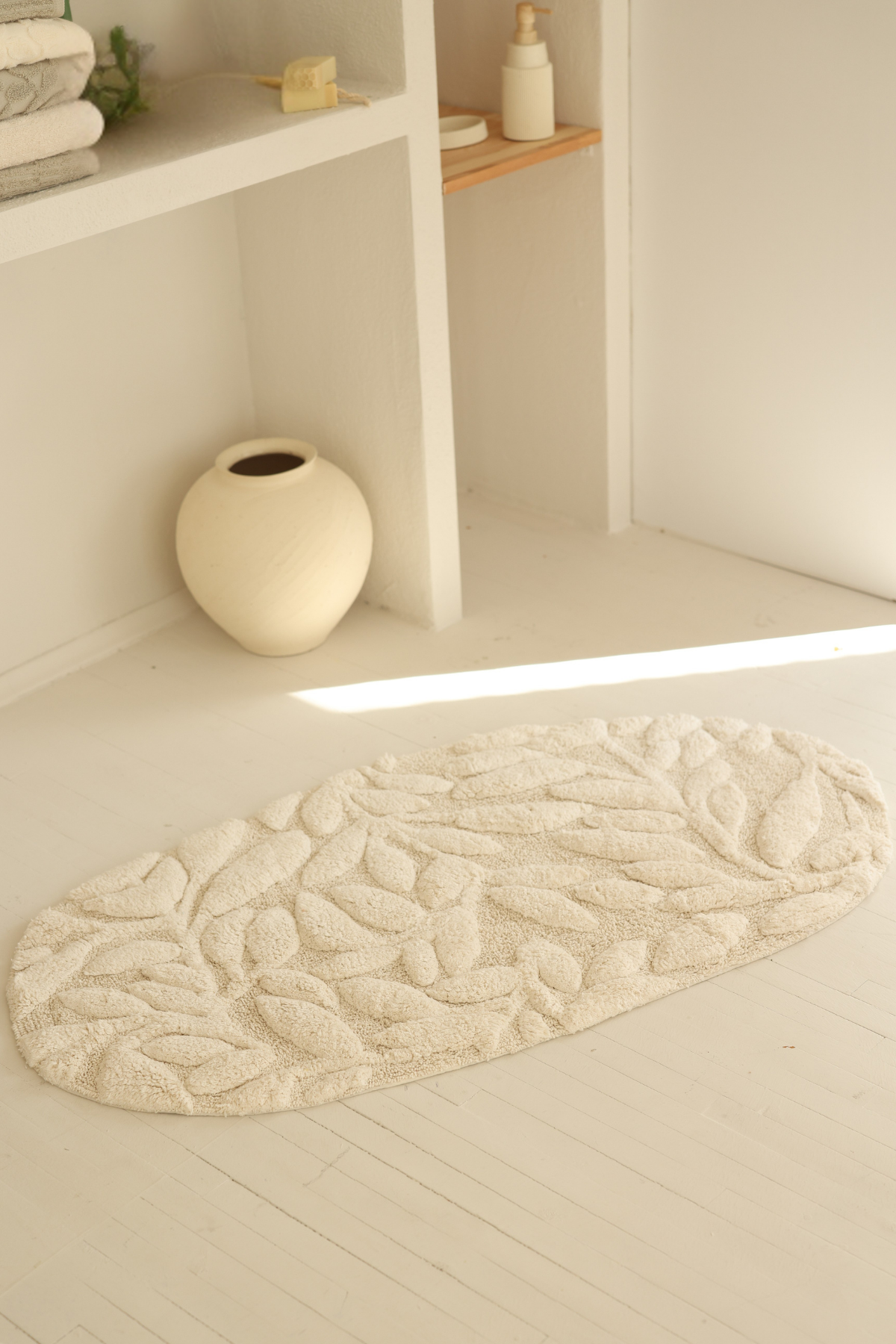 Allesi Tekli Banyo Paspası %100 Pamuk 65x115 Ekru