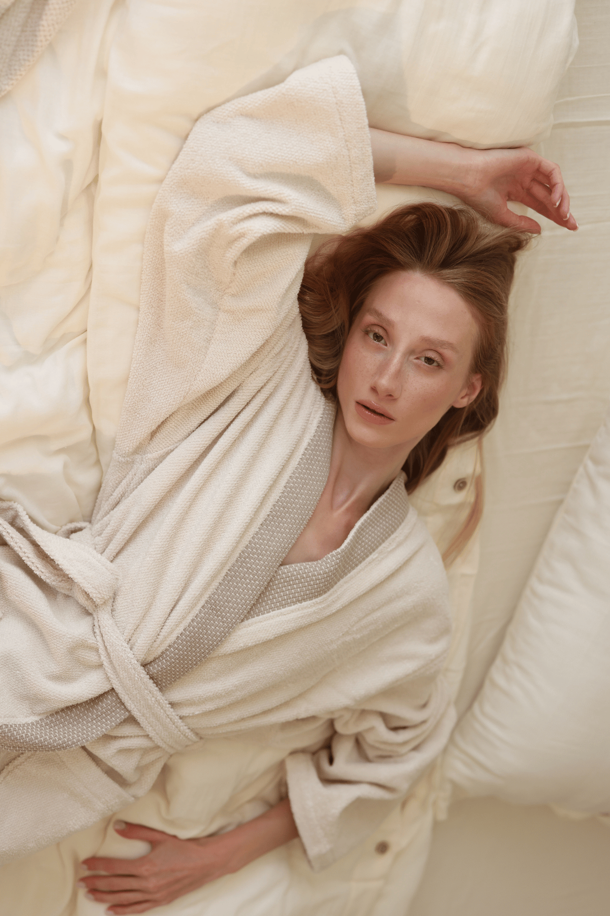 Travertine %100 Pamuk Kadın Bornoz Açık Bej