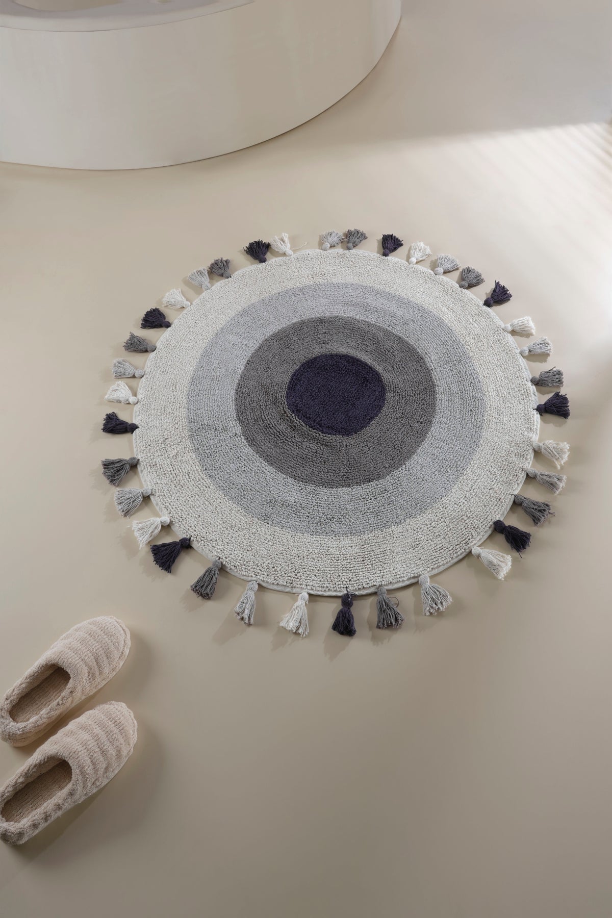 Laura Round Bath Mat 100% Cotton 100x100 Ecru