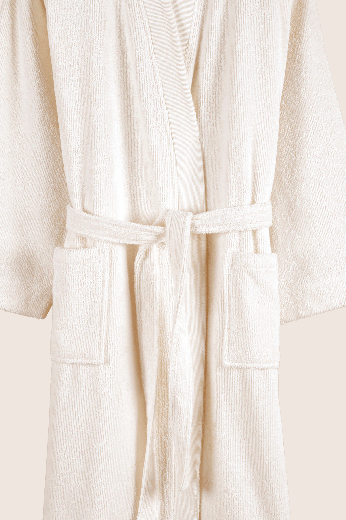 Solena %100 Pamuk Kadın Bornoz Ekru