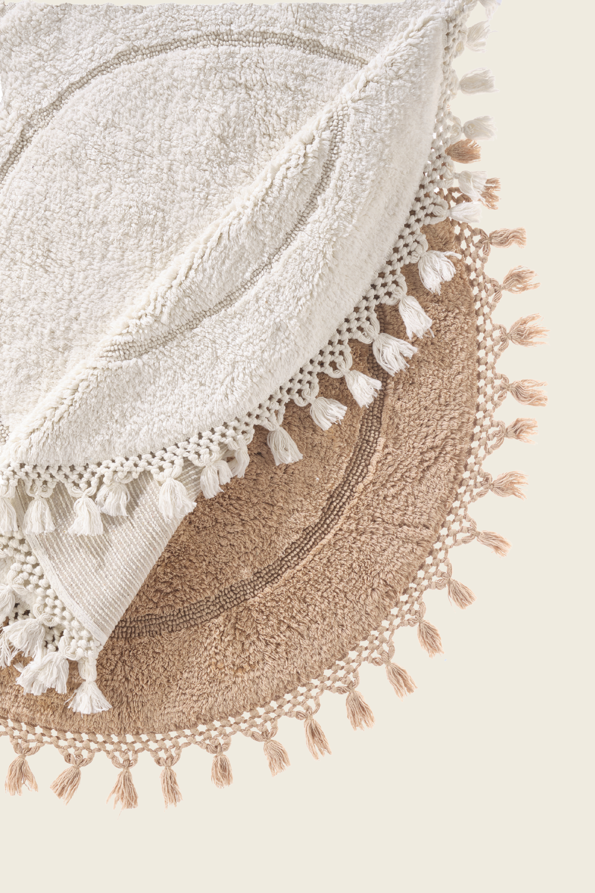 Nora Yuvarlak Banyo Paspası %100 Pamuk 90x90 Ekru