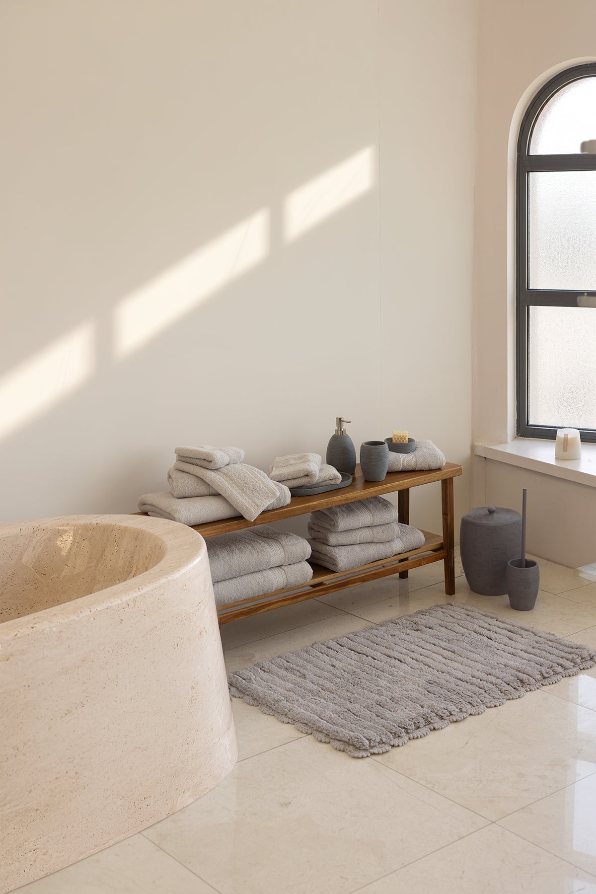 Mısır %100 Mısır Pamuğu Havlu Seti Cool Grey