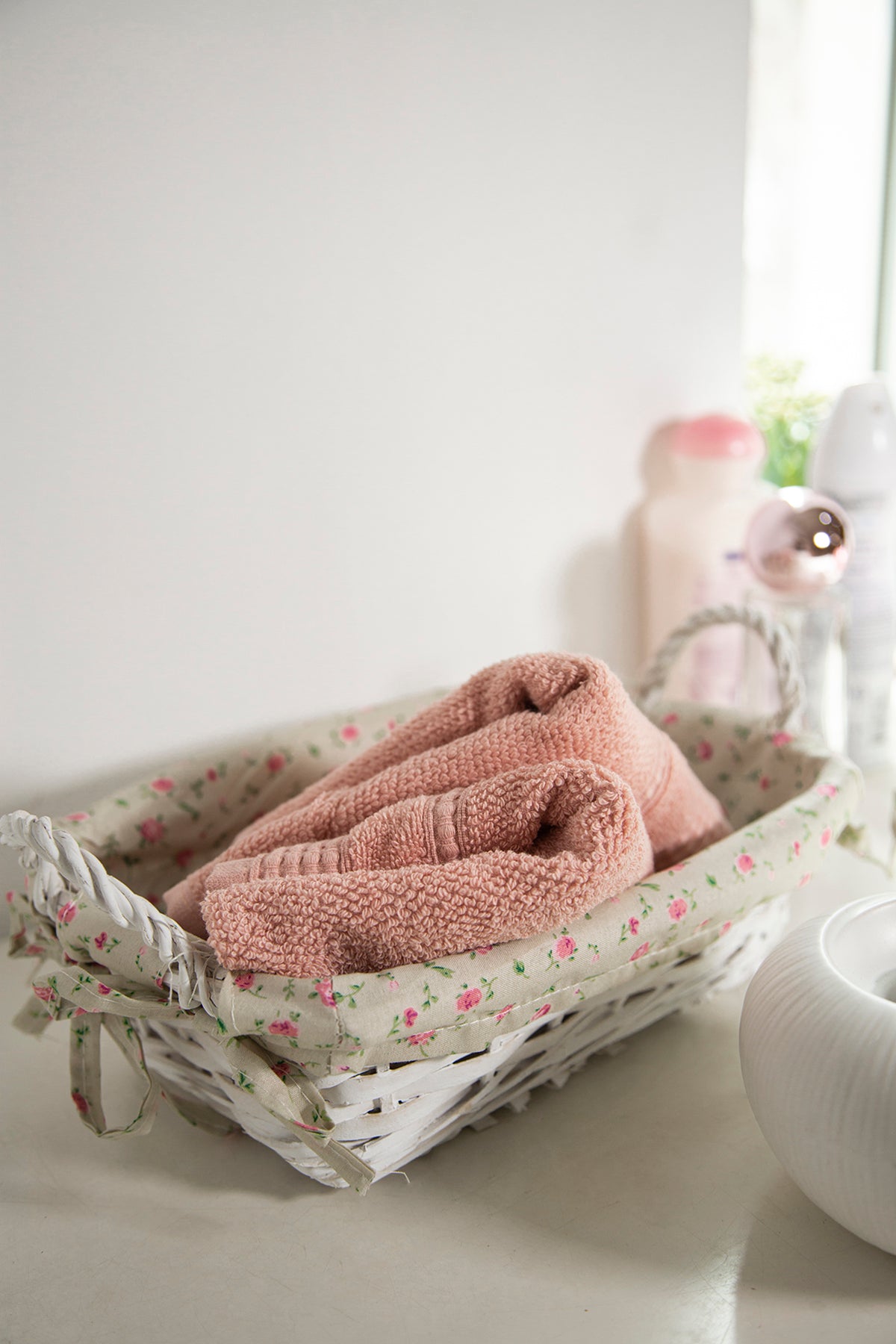 2-Piece Wicker Basket White 18x29x13 Cm