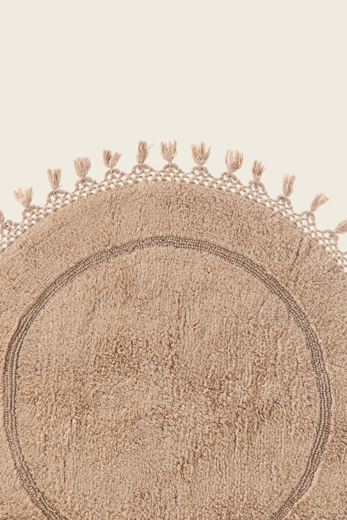 Nora Yuvarlak Banyo Paspası %100 Pamuk 90x90 Bej