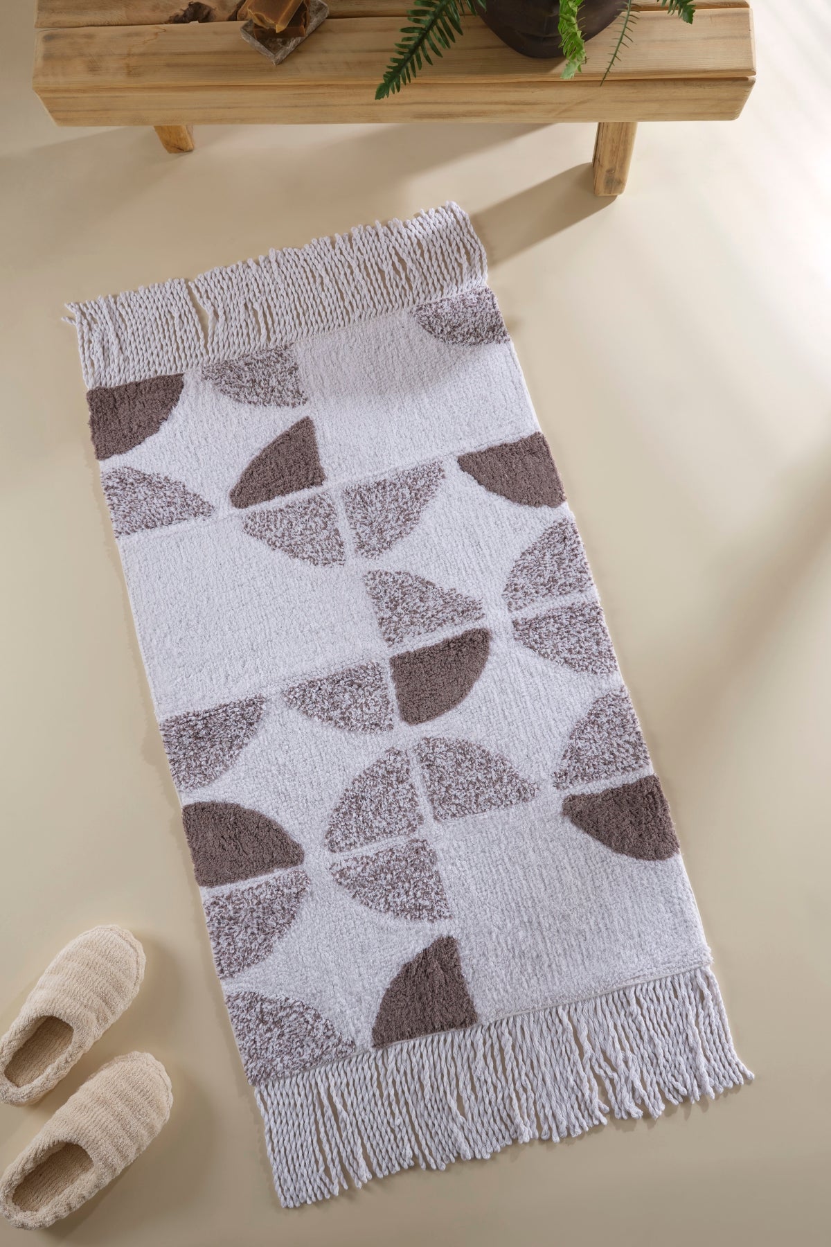 Brook Tekli Banyo Paspası %100 Pamuk 70x110 Ekru